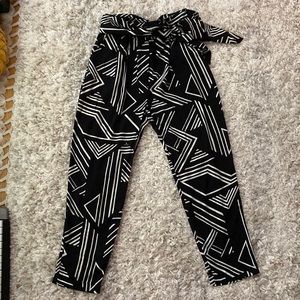 Black and white geometric pants